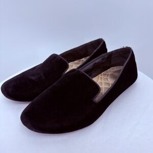 Birdies Black Velvet Loafers Size 8.5 Quilted Insole Smoking Flats
